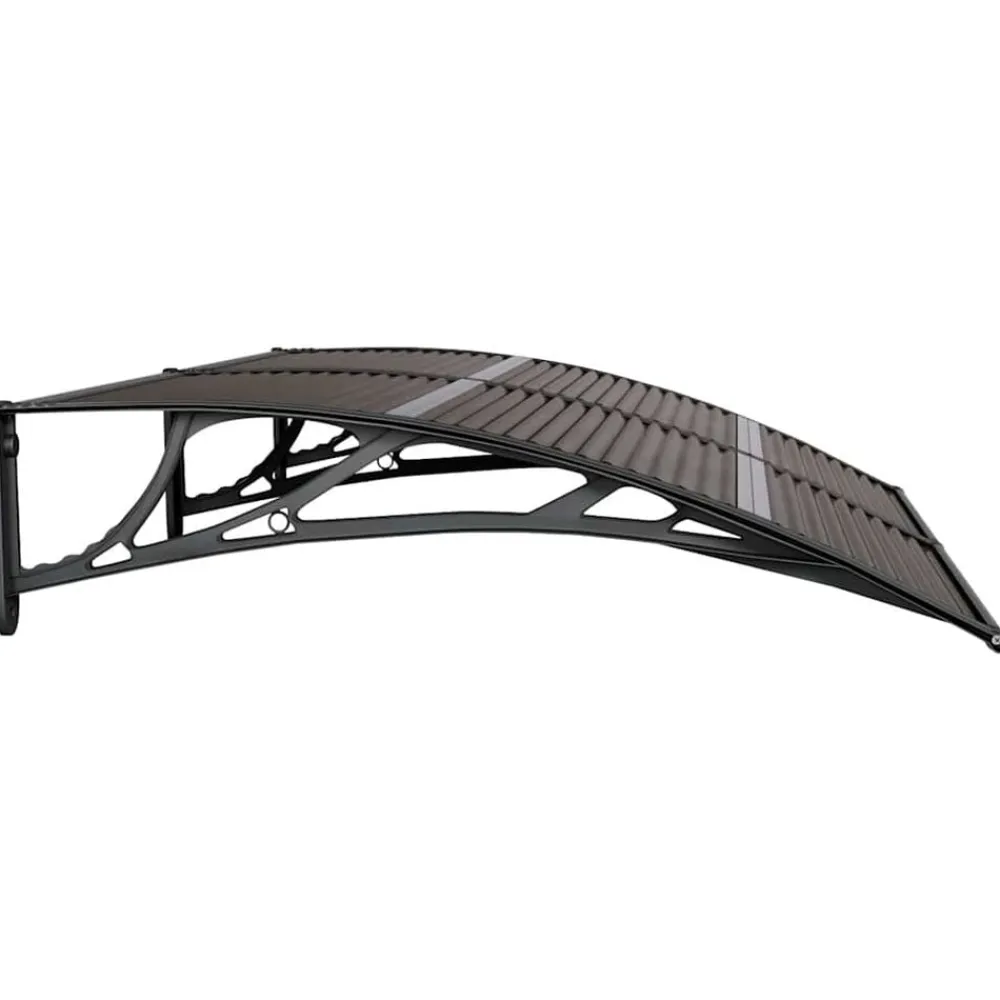 vidaXL Marquesina de puerta policarbonato negro 150x100 cm Negro y marrón Online