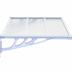 vidaXL Marquesina puerta policarbonato gris y transparente 122x90 cm Clearance