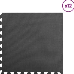 vidaXL Mats de ejercicio en rompecabezas 12 pcs 4,32 ㎡ Negro Hot