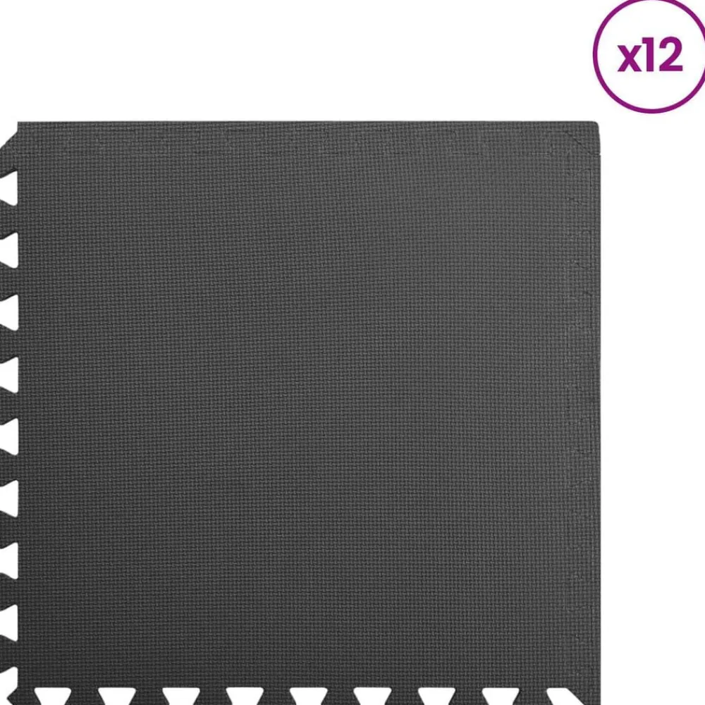 vidaXL Mats de ejercicio en rompecabezas 12 pcs 4,32 ㎡ Negro Hot