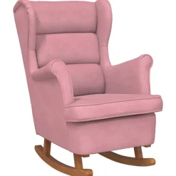 vidaXL Sillas-Mecedora con respaldo alto de terciopelo y madera maciza