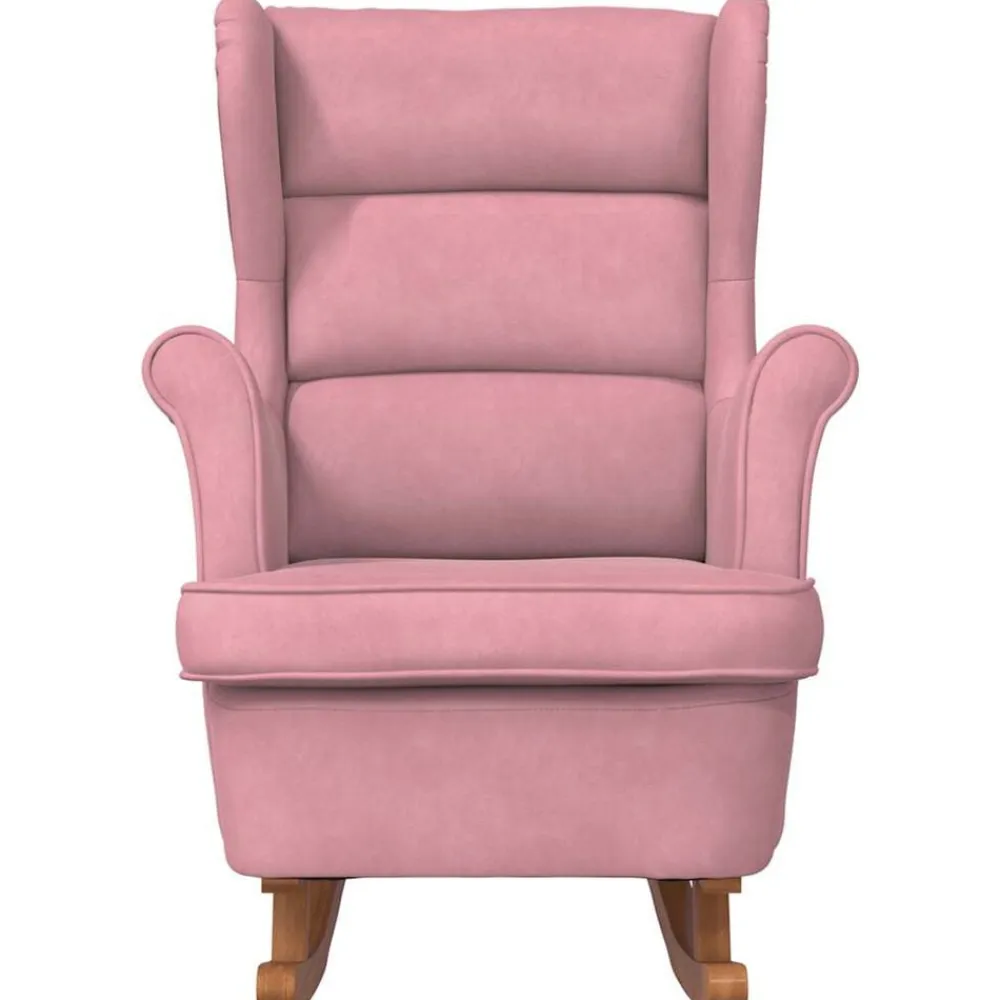 vidaXL Sillas-Mecedora con respaldo alto de terciopelo y madera maciza