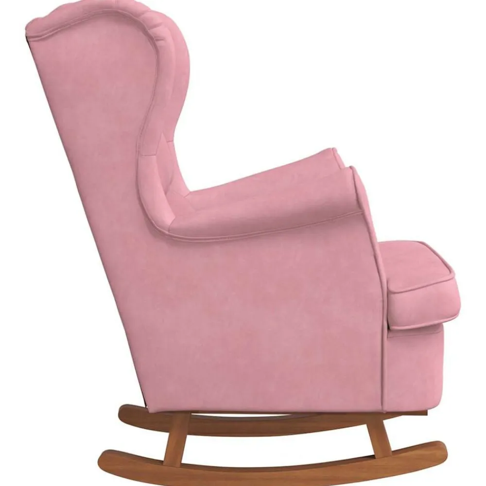 vidaXL Sillas-Mecedora con respaldo alto de terciopelo y madera maciza