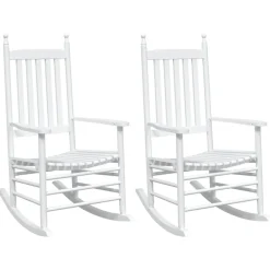vidaXL Mecedoras con asientos curvos 2 pzas abeto madera maciza blanca Blanco Clearance