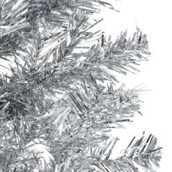 vidaXL Medio árbol de Navidad artificial con soporte 120 cm Plateado