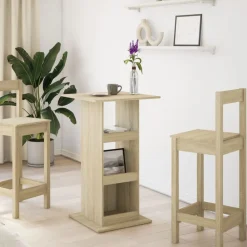 vidaXL Mesas-Mesa alta bar con almacenaje madera 60x60x102 cm
