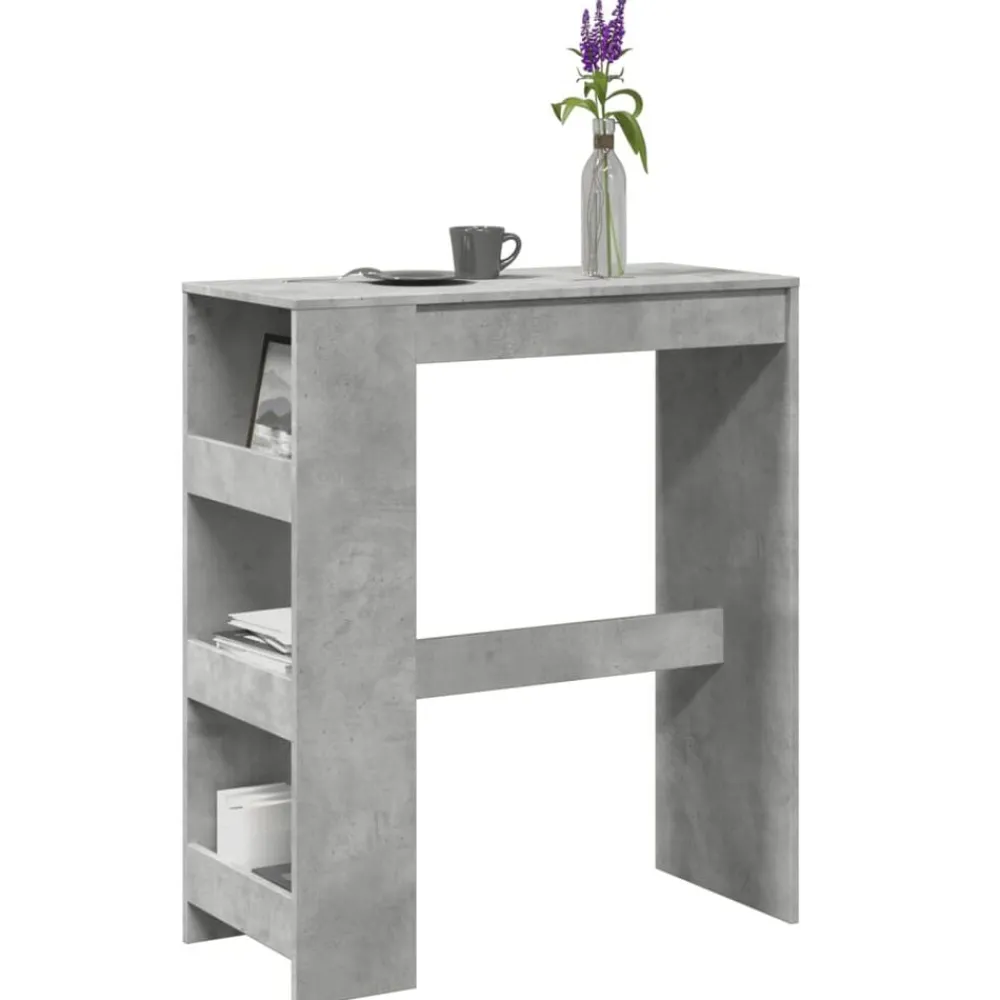 vidaXL Mesa alta bar con estantes madera gris hormigón 90x40x103,5 cm Gris hormigón Clearance