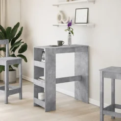 vidaXL Mesa alta bar con estantes madera gris hormigón 90x40x103,5 cm Gris hormigón Clearance