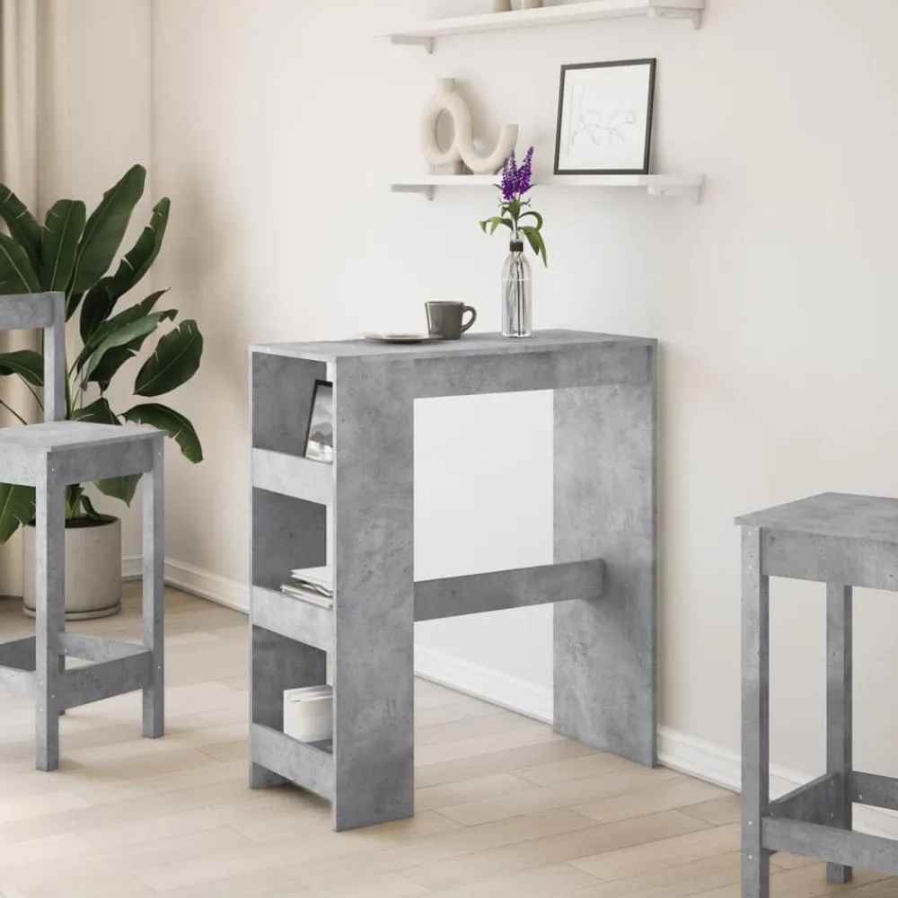 vidaXL Mesa alta bar con estantes madera gris hormigón 90x40x103,5 cm Gris hormigón Clearance