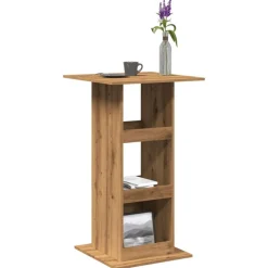 vidaXL Mesas-Mesa alta bar con almacenaje madera roble artisian 60x60x102 cm