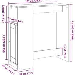 vidaXL Mesas-Mesa alta bar con estantes madera 101x40x103,5 cm