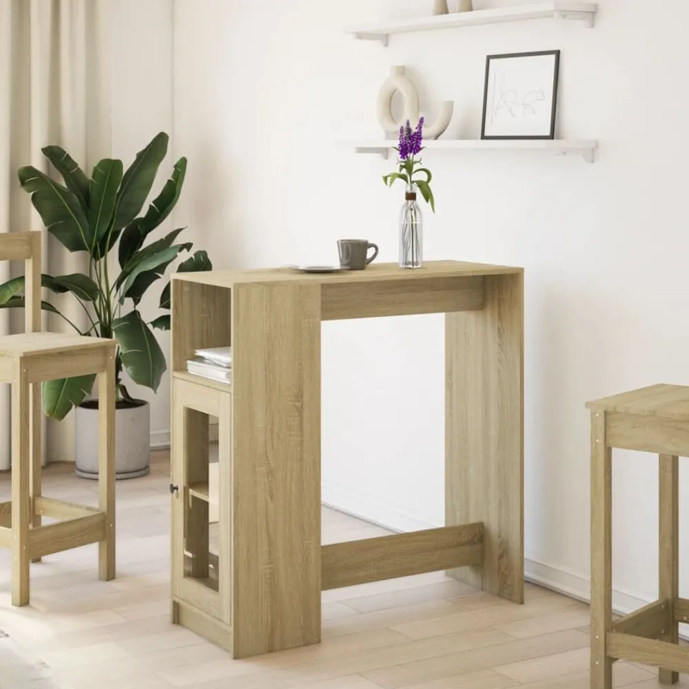 vidaXL Mesas-Mesa alta bar con estantes madera 101x40x103,5 cm