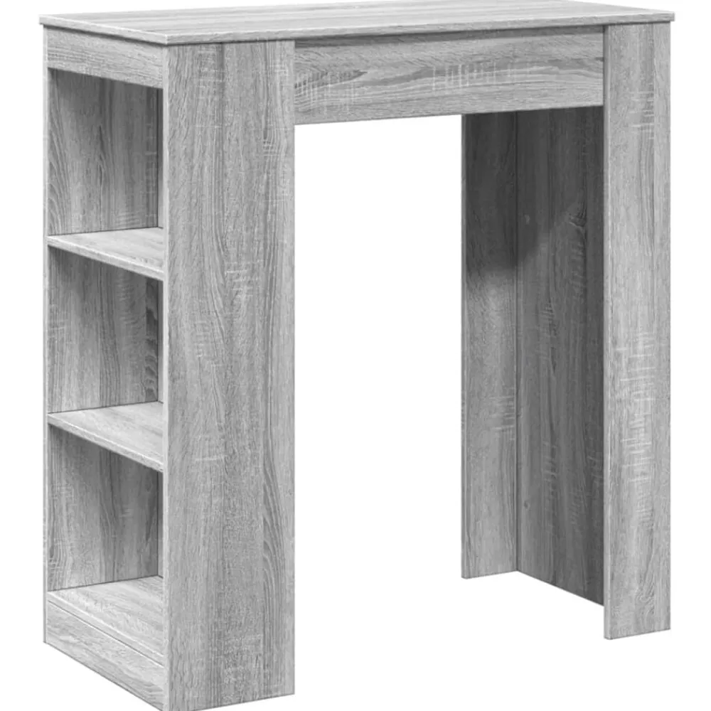 vidaXL Mesa alta bar con estantes madera 95x47x103,5 cm Gris sonoma Online
