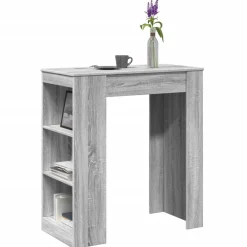 vidaXL Mesa alta bar con estantes madera 95x47x103,5 cm Gris sonoma Online
