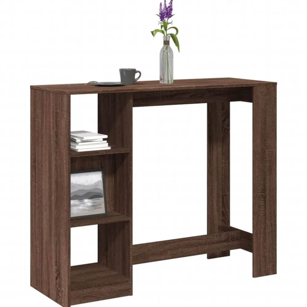 vidaXL Mesa alta con estante marrón roble 124x46x103,5 cm Marrón roble