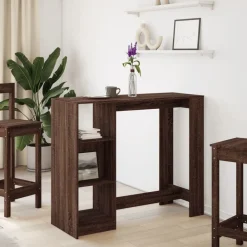 vidaXL Mesa alta con estante marrón roble 124x46x103,5 cm Marrón roble