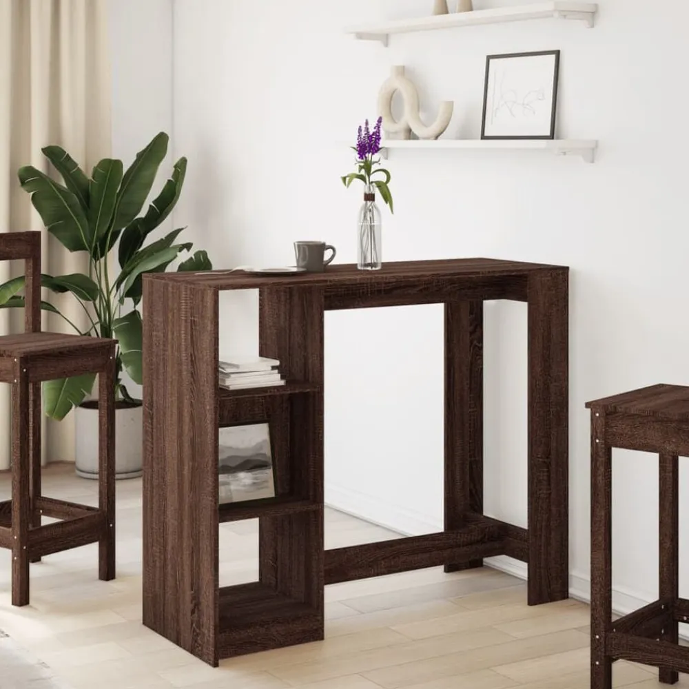 vidaXL Mesa alta con estante marrón roble 124x46x103,5 cm Marrón roble