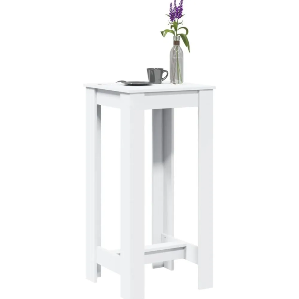 vidaXL Mesas-Mesa alta de bar madera de ingeniería blanca 51x50x103,5 cm