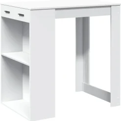 vidaXL Mesa alta de bar madera ingeniería blanca 102x70x103,5 cm Blanco Clearance