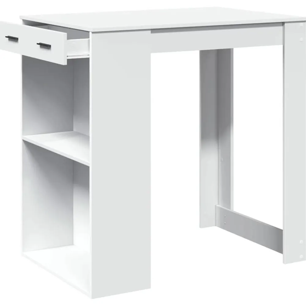 vidaXL Mesa alta de bar madera ingeniería blanca 102x70x103,5 cm Blanco Clearance