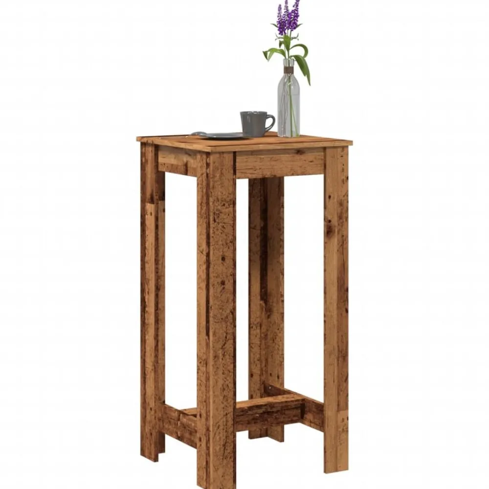 vidaXL Mesas-Mesa alta de bar madera de ingeniería envejecida 51x50x103,5 cm