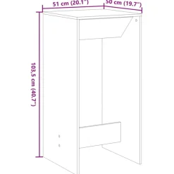 vidaXL Mesas-Mesa alta de bar madera ingeniería 51x50x103,5 cm