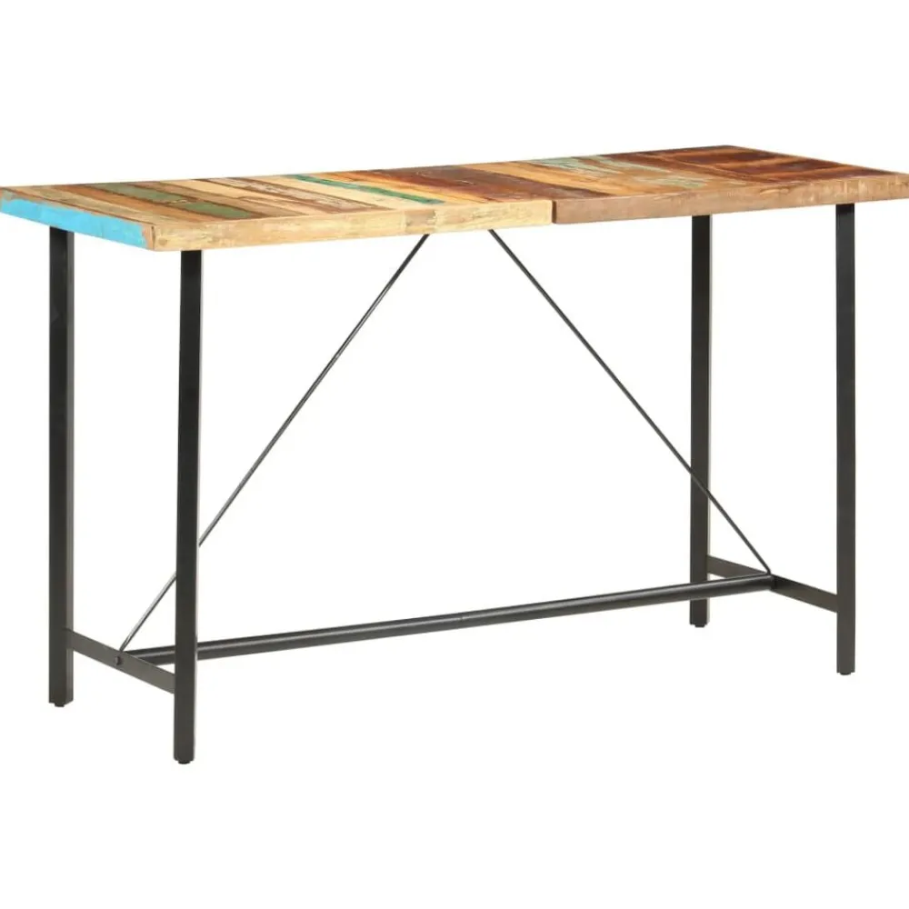 vidaXL Mesa alta de cocina de madera maciza reciclada 180x70x107 cm Marrón