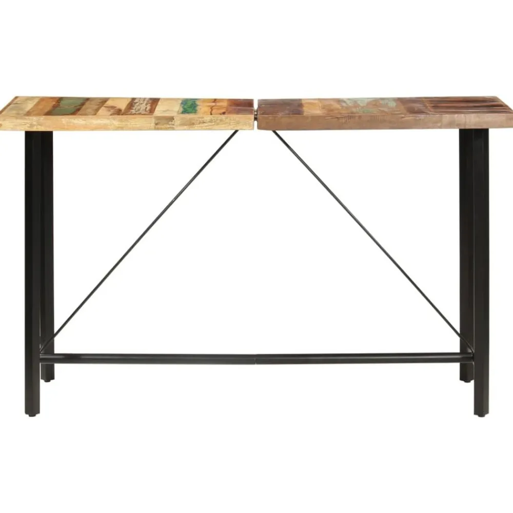 vidaXL Mesa alta de cocina de madera maciza reciclada 180x70x107 cm Marrón