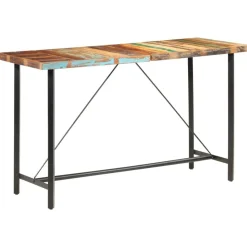 vidaXL Mesa alta de cocina de madera maciza reciclada 180x70x107 cm Marrón