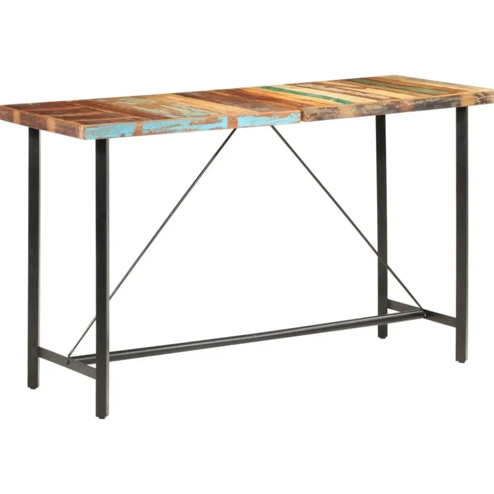 vidaXL Mesa alta de cocina de madera maciza reciclada 180x70x107 cm Marrón