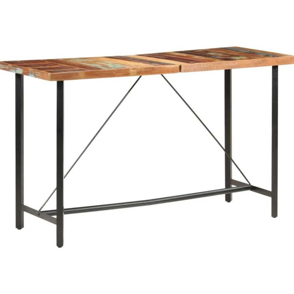 vidaXL Mesa alta de cocina de madera maciza reciclada 180x70x107 cm Marrón