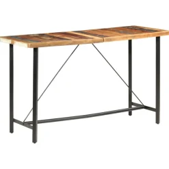 vidaXL Mesa alta de cocina de madera maciza reciclada 180x70x107 cm Marrón