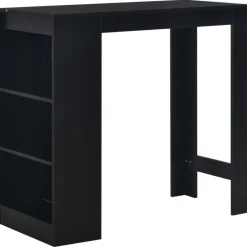 vidaXL Mesas-Mesa alta de cocina con estantería negra 110x50x103 cm