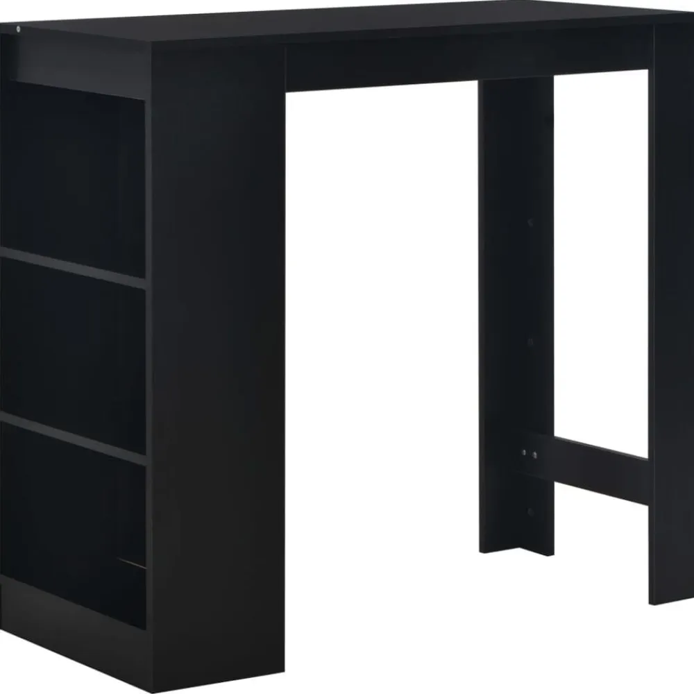 vidaXL Mesas-Mesa alta de cocina con estantería negra 110x50x103 cm