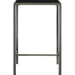 vidaXL Mesa alta de jardín ratán sintético y vidrio 70x70x110 cm Gris Hot