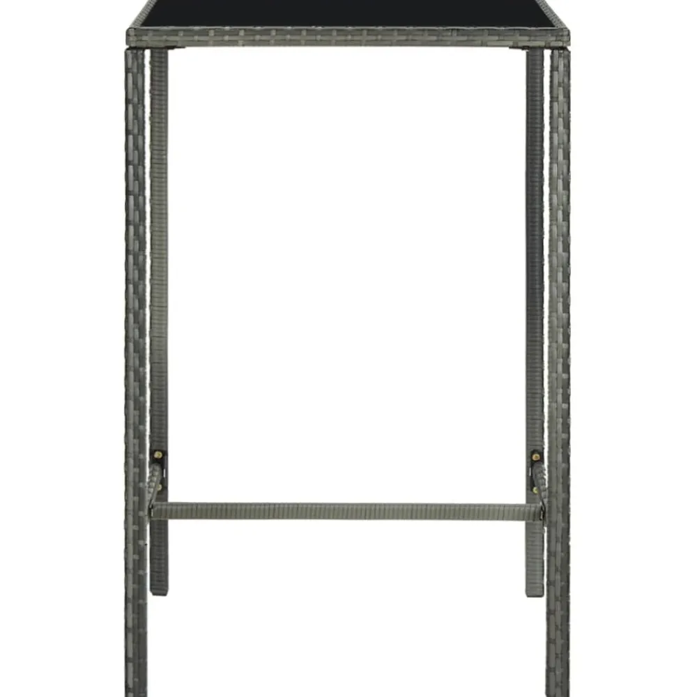 vidaXL Mesa alta de jardín ratán sintético y vidrio 70x70x110 cm Gris Hot