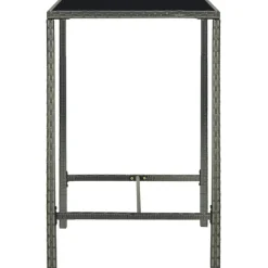 vidaXL Mesa alta de jardín ratán sintético y vidrio 70x70x110 cm Gris Hot
