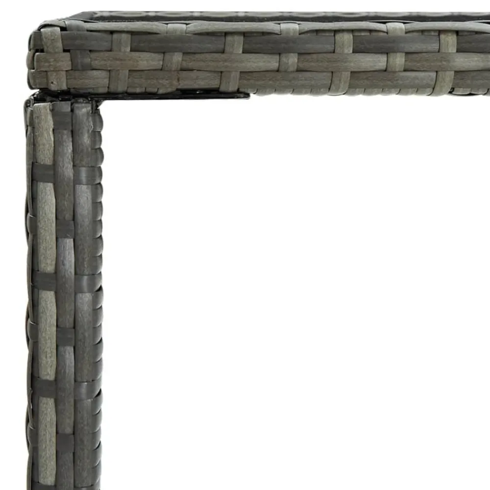 vidaXL Mesa alta de jardín ratán sintético y vidrio 70x70x110 cm Gris Hot