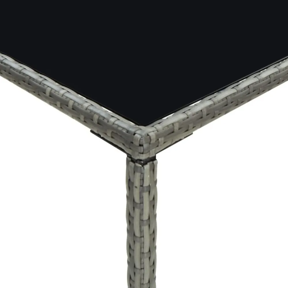 vidaXL Mesa alta de jardín ratán sintético y vidrio 70x70x110 cm Gris Hot