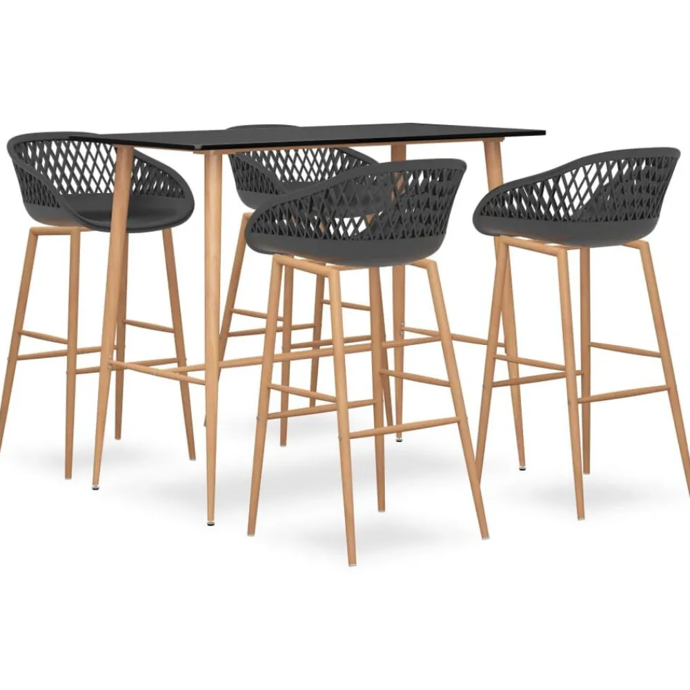 vidaXL Conjuntos De Muebles-Mesa alta y taburetes de bar 5 piezas