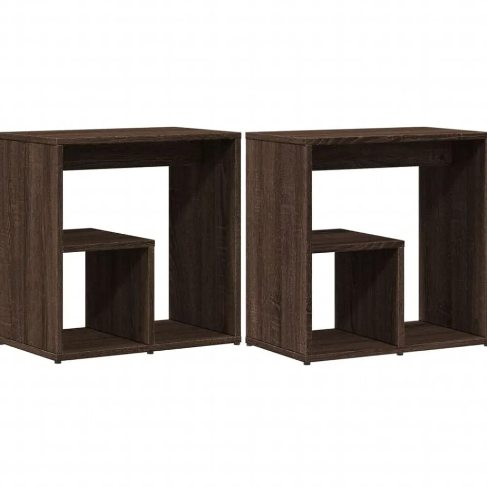 vidaXL Mesa auxiliar 2 uds madera ingeniería marrón roble 50x30x50 cm Marrón roble