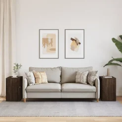 vidaXL Mesa auxiliar 2 uds madera ingeniería marrón roble 50x30x50 cm Marrón roble