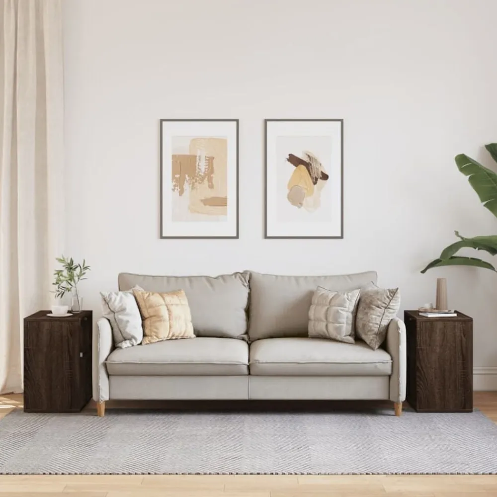 vidaXL Mesa auxiliar 2 uds madera ingeniería marrón roble 50x30x50 cm Marrón roble