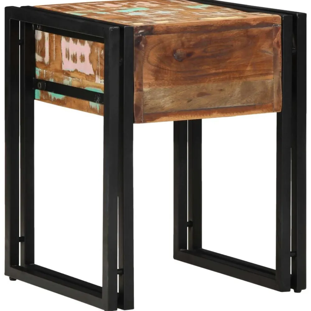 vidaXL Mesa Auxiliar 40 x 40 x 50 cm Madera sólida recuperada Hot