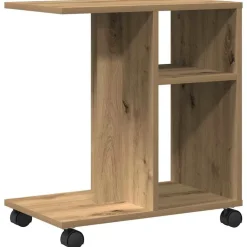 vidaXL Mesa Auxiliar con estante 50 x 30 x 55 cm Roble artisan Sale