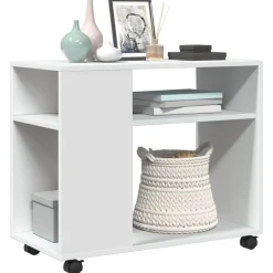 vidaXL Mesas-Mesa auxiliar con ruedas madera ingeniería 70x35x60 cm