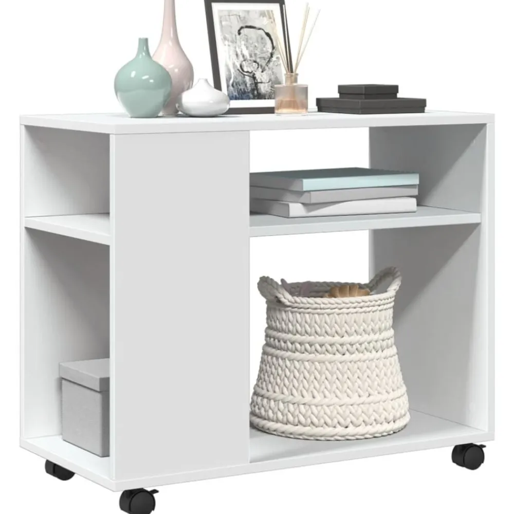 vidaXL Mesas-Mesa auxiliar con ruedas madera ingeniería 70x35x60 cm