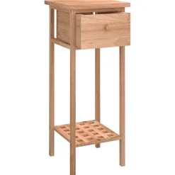 vidaXL Mesa auxiliar con cajón madera maciza nogal 25x25x60 cm Hot