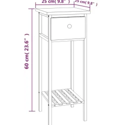 vidaXL Mesa auxiliar con cajón madera maciza nogal 25x25x60 cm Hot