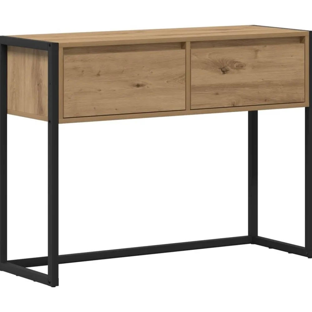 vidaXL Mesas-Mesa Auxiliar con cajón Roble Artesanal 100 x 36 x 75 cm